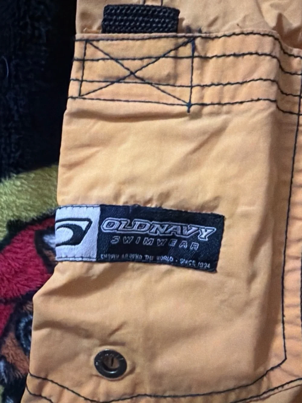 Old Navy Yellow Swim Board Shorts with Navy Floral Accent
